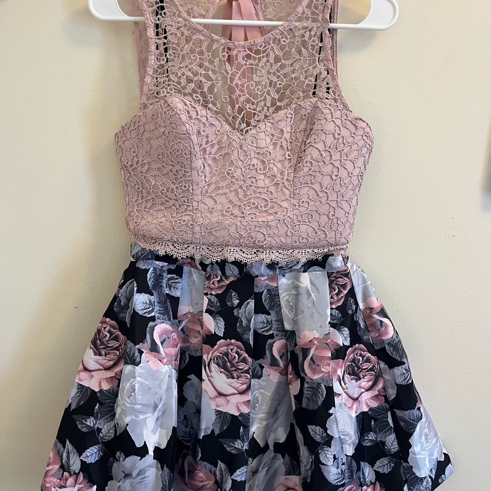 Pink Lace Floral Dress